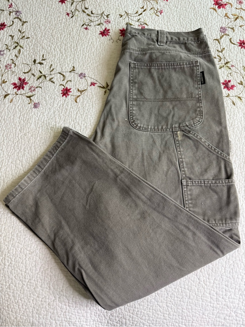 Wolverine Carpenter Pants Mens 36x30 Olive Green Heavy Canvas Work Utility